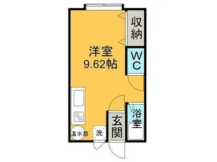 秋山ハイツ1(ワンルーム/2階)の間取り写真