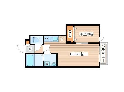 THE ROOM 南仙台駅C棟(1LDK/1階)の間取り写真