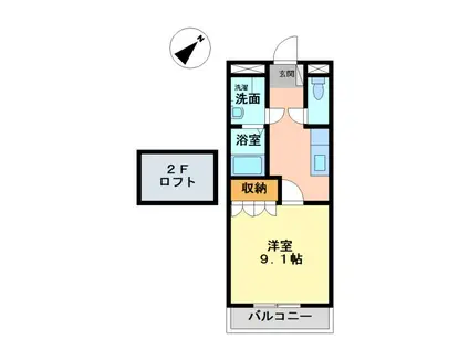 パルティール(1K/2階)の間取り写真