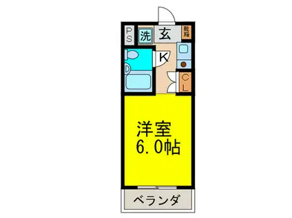 カルムウエスト(1K/2階)の間取り写真