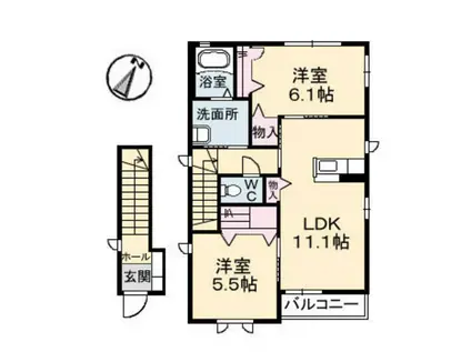 セリューズA棟(2LDK/2階)の間取り写真