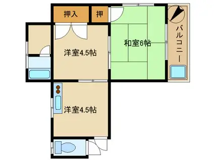 中村マンション(2K/4階)の間取り写真