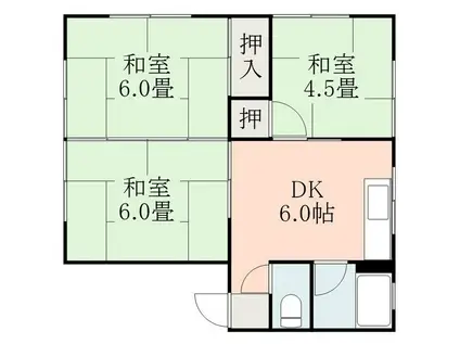 ホワイトレジデンス(3DK/2階)の間取り写真