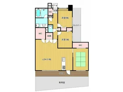 サンライフ下曽根駅サウスコート(3LDK/1階)の間取り写真