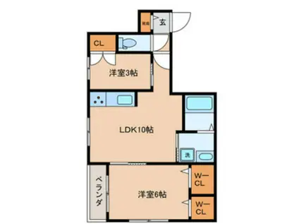 CLAIRCHEZ-MOI(2LDK/2階)の間取り写真