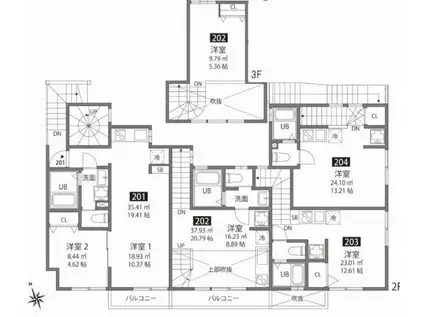 心葉テラス戸越(ワンルーム/2階)の間取り写真
