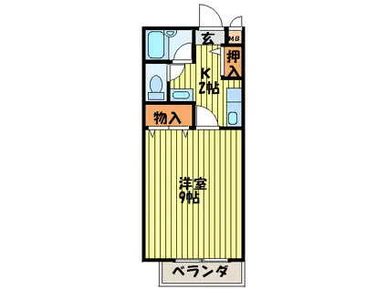 Mローゼ忍ヶ丘(1K/3階)の間取り写真