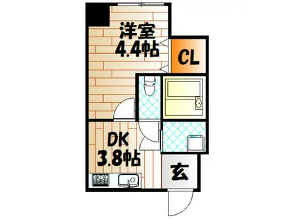 京町プレイスレジデンスI(1DK/3階)の間取り写真