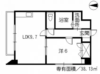 メゾンブランシェミヤガワ(1LDK/3階)の間取り写真
