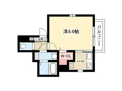 ユノディエール本陣(1K/1階)の間取り写真