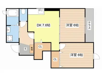 SANTAFE(2DK/1階)の間取り写真