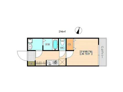 カーサリガ(1K/2階)の間取り写真