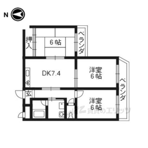 ハイツリーフラット(3DK/1階)の間取り写真