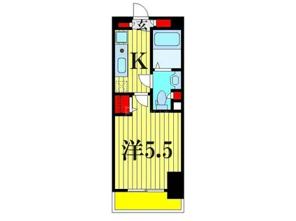 グランカーサ市川国府台(1K/5階)の間取り写真