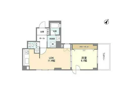 ルクレ日本橋蛎殻町(1LDK/3階)の間取り写真