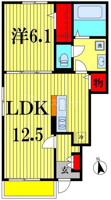 MIYANOMAE554(1LDK/1階)の間取り写真