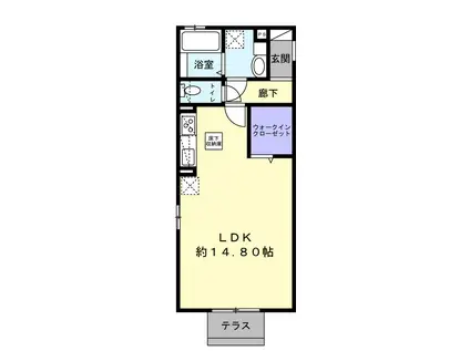 LA VIE CHAUD  A館(ワンルーム/1階)の間取り写真