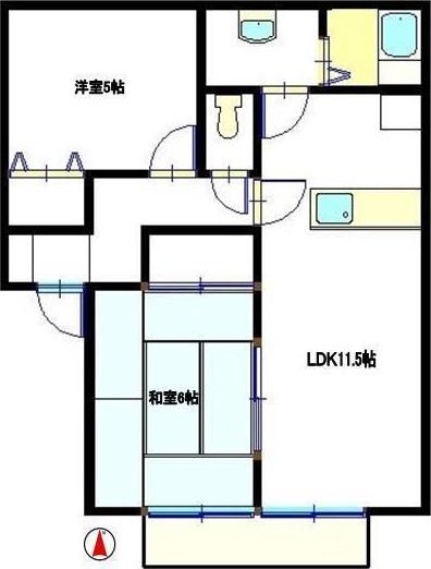 サニーハウス吉田(2LDK/1階)の間取り写真