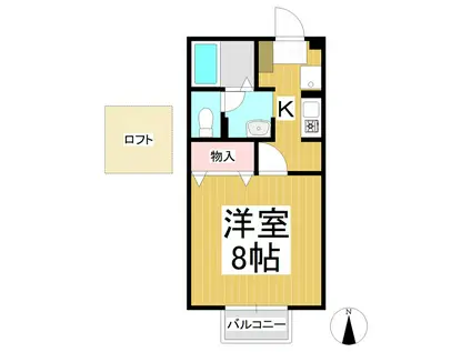 パインブリッジハウス(1K/2階)の間取り写真