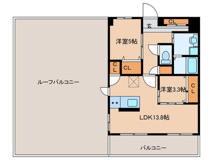 CRESCENT六本松南(2LDK/6階)の間取り写真
