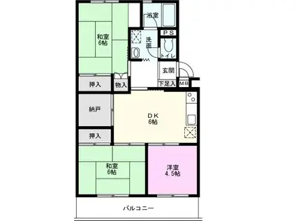 柏沼南台サンパワー(3SDK/3階)の間取り写真