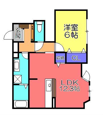 アルカンシエル(1LDK/1階)の間取り写真
