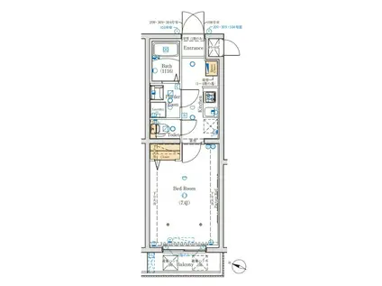 ヴォーガコルテ上野毛(1K/2階)の間取り写真