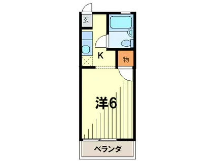 シャンポール藤井(1K/2階)の間取り写真