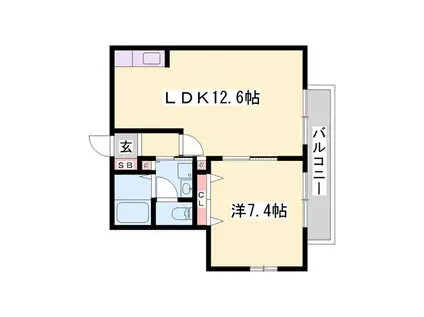 ポラリス(1LDK/2階)の間取り写真