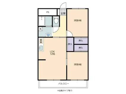 ラフォーレ朝田(2LDK/4階)の間取り写真