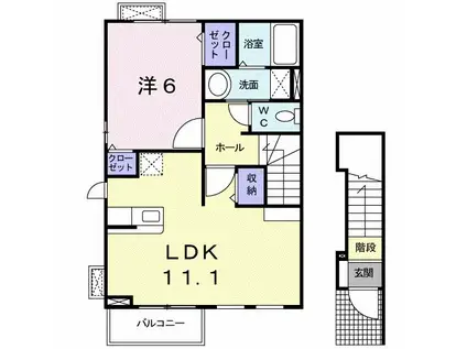 フィオーレII(1LDK/2階)の間取り写真