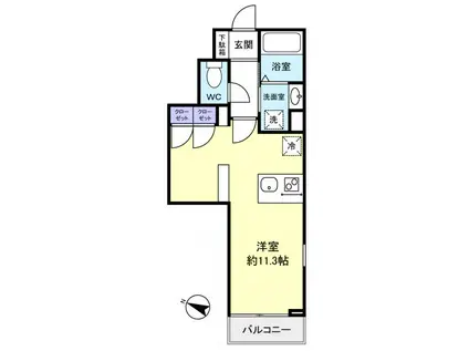 ウィンドテラス八千代台西(ワンルーム/1階)の間取り写真