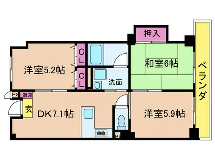 プチパレス辻本(3DK/4階)の間取り写真