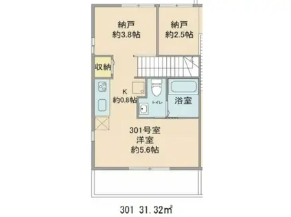 ルミエール(ワンルーム/3階)の間取り写真