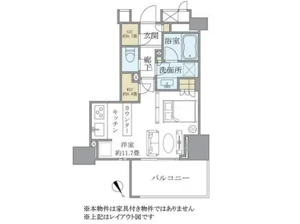 ザ・パークハウス大井町ウエストコート(ワンルーム/7階)の間取り写真