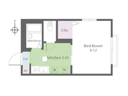 アンソレイユ(1K/2階)の間取り写真