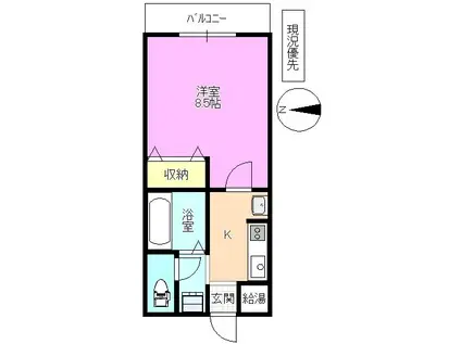 エクセレントI(1K/2階)の間取り写真