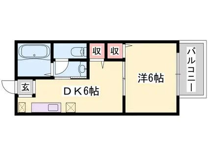 ラポール弍番館(1DK/2階)の間取り写真