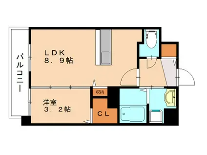 バースプレイスM折尾(1LDK/2階)の間取り写真