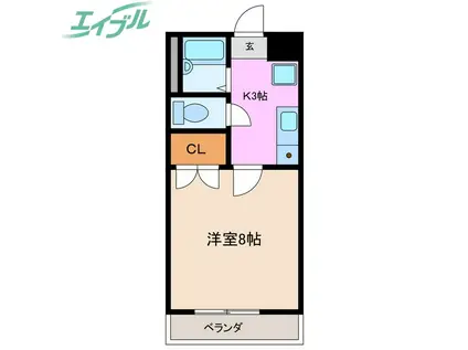 ワイズハイツ(1K/1階)の間取り写真