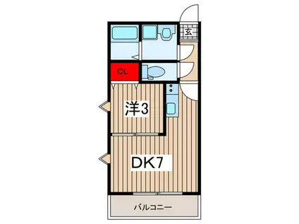 LALUCE宮原 サウス(1DK/1階)の間取り写真
