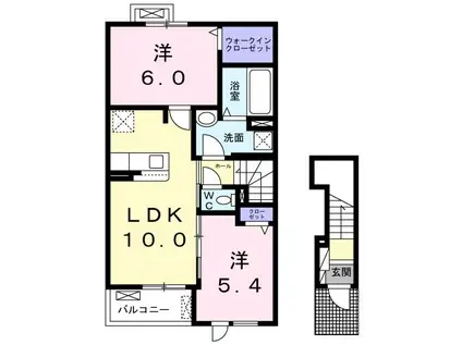 アベリーA(2LDK/2階)の間取り写真