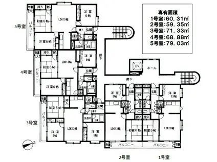 リッツコート北仙台(3LDK/1階)の間取り写真