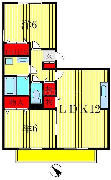 アルシオネ壱番館(2LDK/3階)の間取り写真