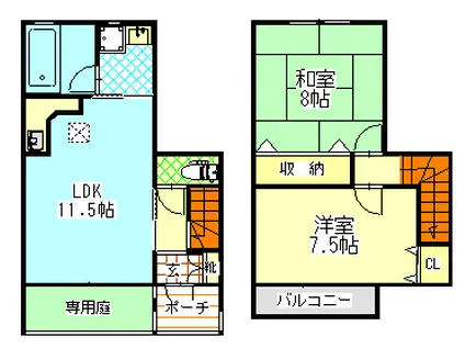 ロワイヤル(2LDK/1階)の間取り写真