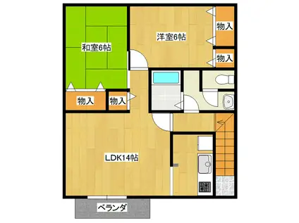 サンセール(2LDK/2階)の間取り写真