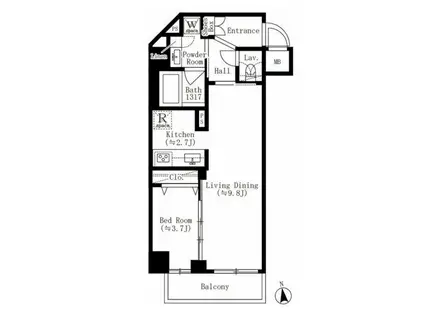 クレアティフ文京江戸川橋(1LDK/7階)の間取り写真