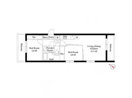 レガーロ田園調布(2LDK/4階)の間取り写真