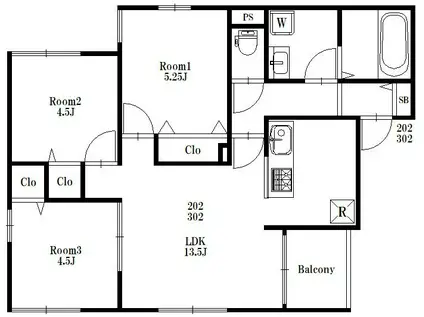 MS KITTY(3LDK/3階)の間取り写真
