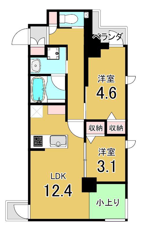STANDZ京都二条(1SLDK/2階)の間取り写真